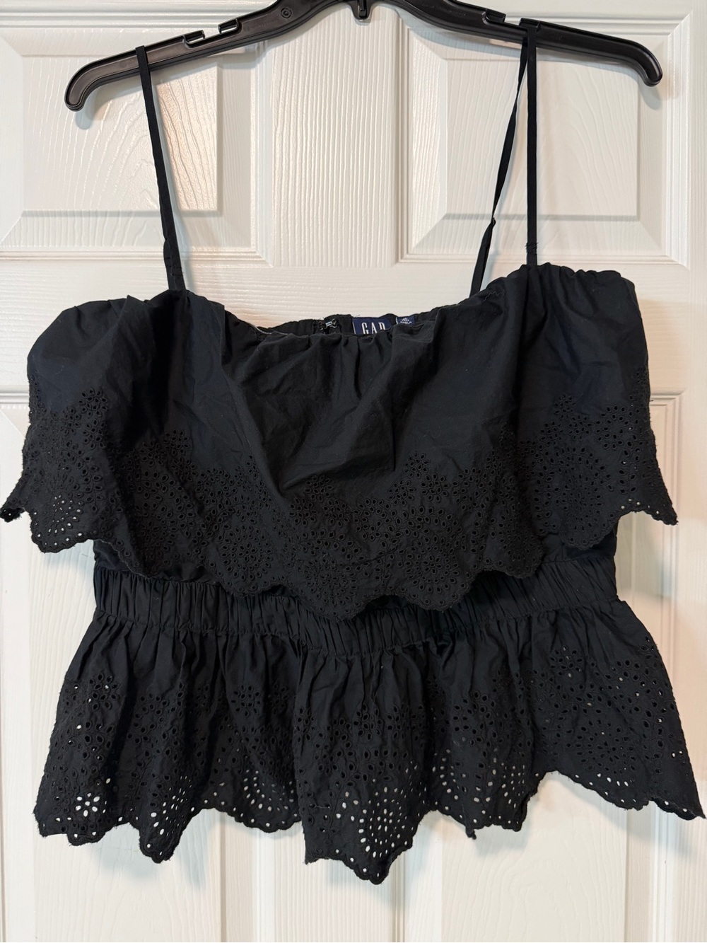 Gap Black Eyelet Ruffle Top